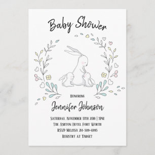 Sweet Bunny Love Twins Baby Shower Invitation