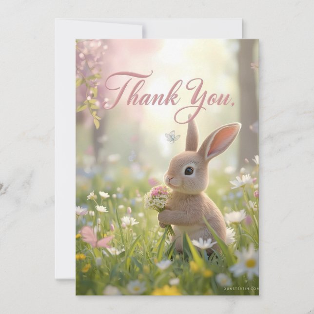 Sweet Bunny Meadow Carte de remerciement pour l'an (Devant)