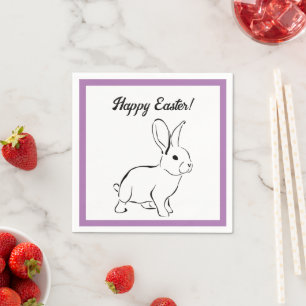 Sweet Bunny Rabbit, Cute Spring or Easter Cartoon Napkin
