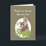 Sweet Bunny Rabbit Fun Birthday Son or Custom Card<br><div class="desc">For someone special in your home Customize the Name with a sweet watercolor bunny rabbit birthday card</div>