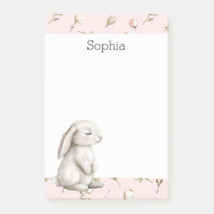 Sweet Bunny Rabbit Roses Pink Floral  Post-it Notes