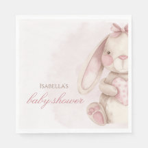 Sweet Bunny Watercolor Pink Baby Shower