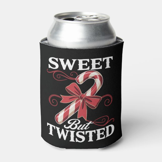 Sweet But Twisted Candy Cane Christmas Holiday Can Cooler (Can Front)