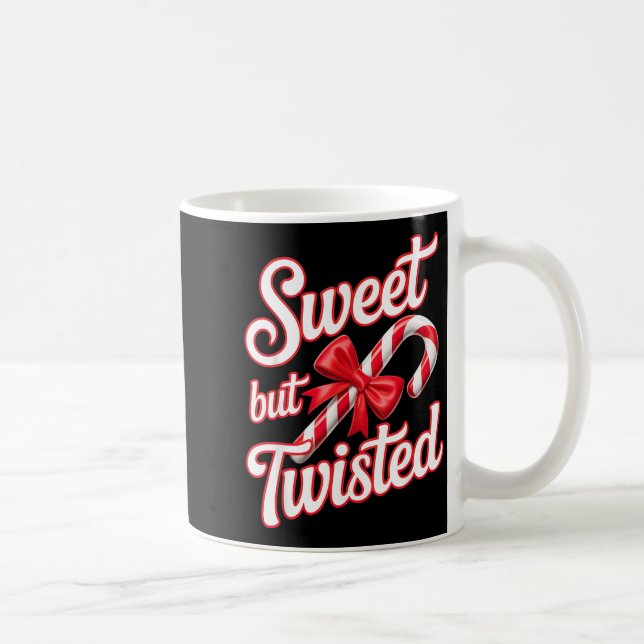Sweet But Twisted Candy Cane Funny Christmas  Coffee Mug (Right)