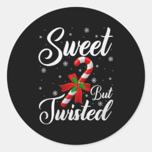 Sweet But Twisted Funny Christmas Candy Cane Premi Classic Round Sticker