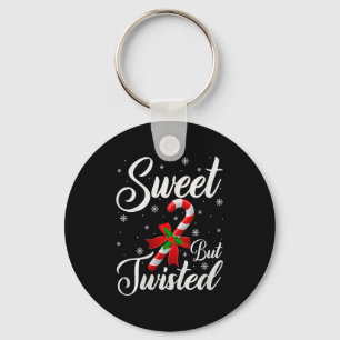 Sweet But Twisted Funny Christmas Candy Cane Premi Keychain
