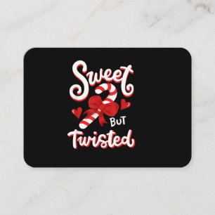 Sweet But Twisted Funny Christmas Candy Cane Santa Business Card