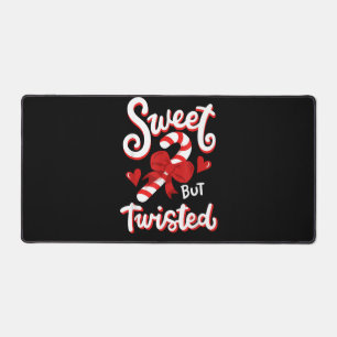 Sweet But Twisted Funny Christmas Candy Cane Santa Desk Mat
