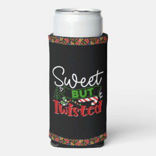 Sweet But Twisted Funny Christmas Candy Cane Seltzer Can Cooler