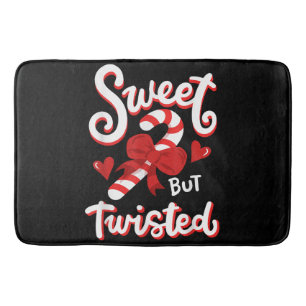 Sweet But Twisted Funny Christmas Candy Cane Xmas Bath Mat