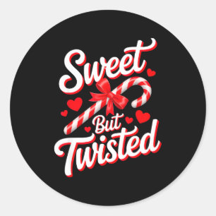 Sweet But Twisted Funny Christmas Candy Cane Xmas Classic Round Sticker