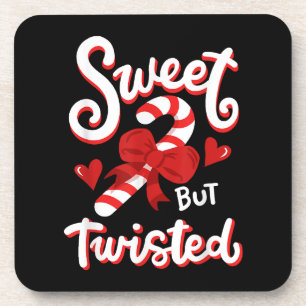 Sweet But Twisted Funny Christmas Candy Cane Xmas  Coaster