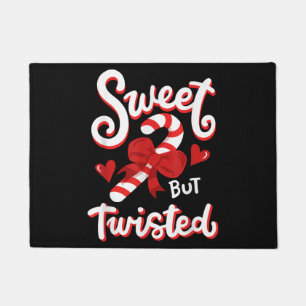 Sweet But Twisted Funny Christmas Candy Cane Xmas Doormat