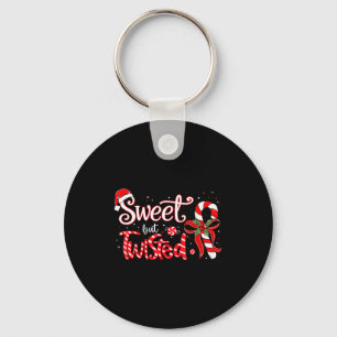 Sweet But Twisted Funny Christmas Candy Cane Xmas Keychain