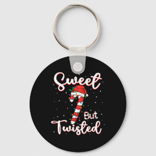 Sweet But Twisted Funny Christmas Candy Cane Xmas Keychain
