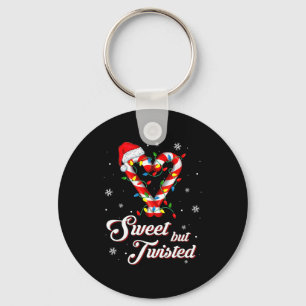 Sweet But Twisted Funny Christmas Candy Cane Xmas Keychain