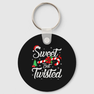 Sweet But Twisted Funny Christmas Candy Cane Xmas Keychain
