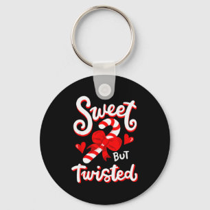 Sweet But Twisted Funny Christmas Candy Cane Xmas Keychain