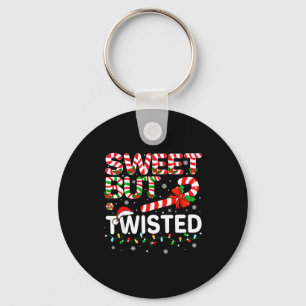 Sweet But Twisted Funny Christmas Candy Cane Xmas Keychain