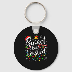 Sweet But Twisted Funny Christmas Candy Cane Xmas Keychain