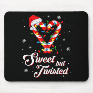 Sweet But Twisted Funny Christmas Candy Cane Xmas Mouse Pad