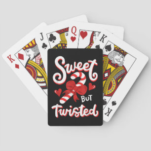 Sweet But Twisted Funny Christmas Candy Cane Xmas Playing Cards