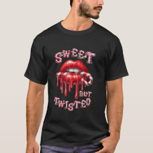 Sweet But Twisted Valentine Lips Candy Cane Stick T-Shirt