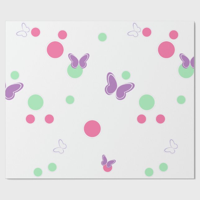 sweet butterflies and polka dots wrapping paper (Flat)