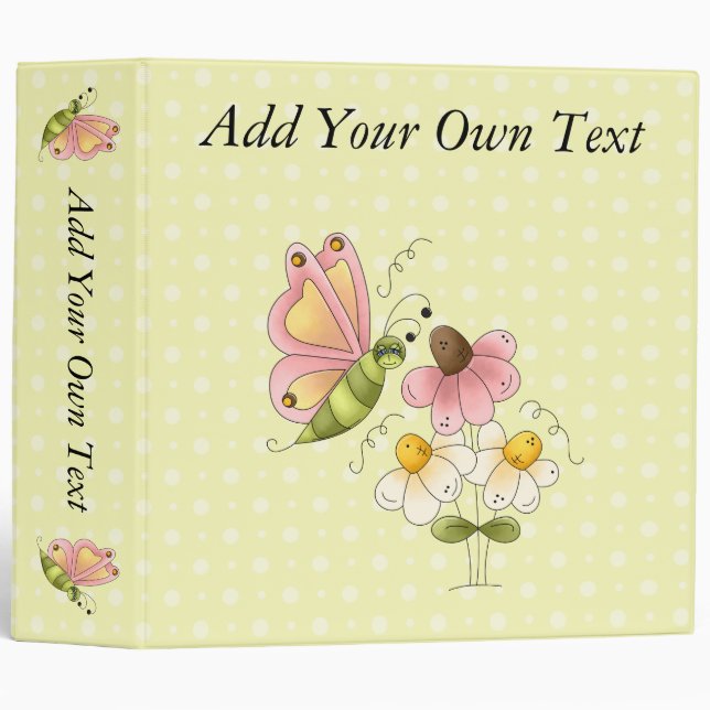 Sweet Butterfly Add Your Own Text 2 inch Binder (Front/Spine)