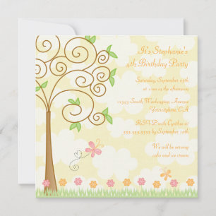 Sweet butterfly garden birthday party invitation
