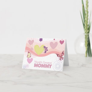 Sweet butterfly hearts world's greatest mommy card