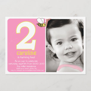 Sweet Buzzy Bee Two Year Photo Invite
