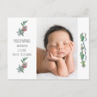 Sweet Cactus Baby Birth Photo Announcement