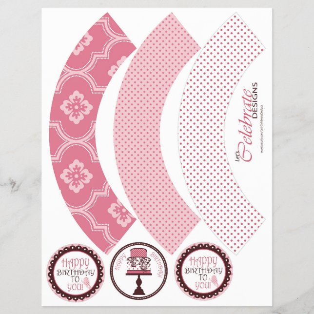 Sweet Cake Cupcake Wrapper Template (Front)