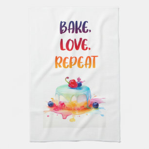 Sweet cake design kitchen towel