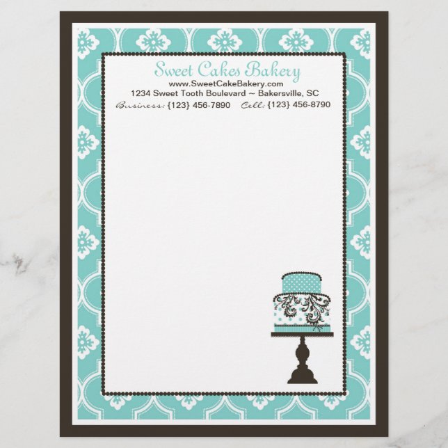 Sweet Cake Letterhead Turq (Front)