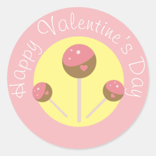 Sweet Cake Pop Valentines  Pink   Classic Round St Sticker