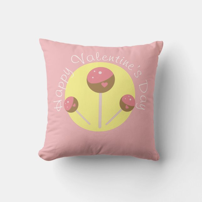 Sweet Cake Pop Valentines  Pink    Throw Pillow (Front)