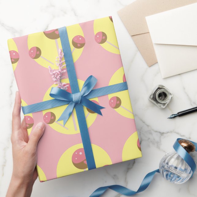 Sweet Cake Pop Valentines  Pink Wrapping Paper (Gifting)