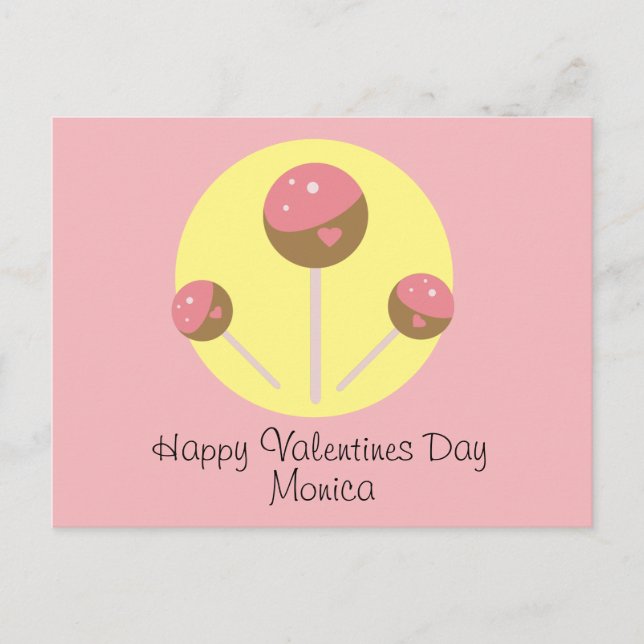 Sweet Cakepop Valentines Day Postcard (Front)