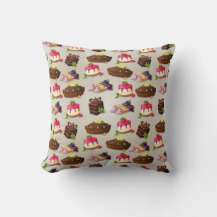 Sweet Cakes Dessert Pattern Throw Pillow