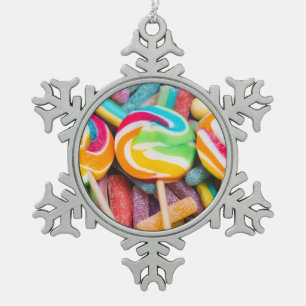 sweet candies snowflake pewter christmas ornament