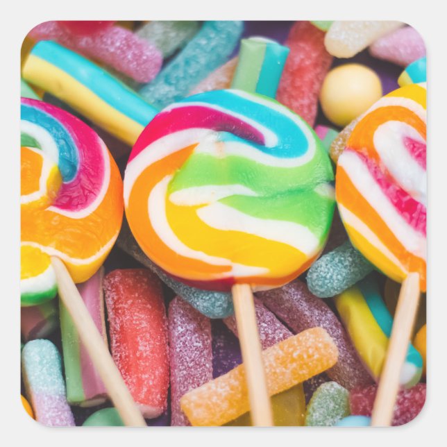 sweet candies square sticker (Front)