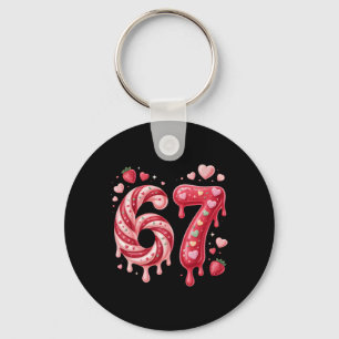 Sweet Candy 67 Strawberry Heart Drip Cute Valentin Keychain