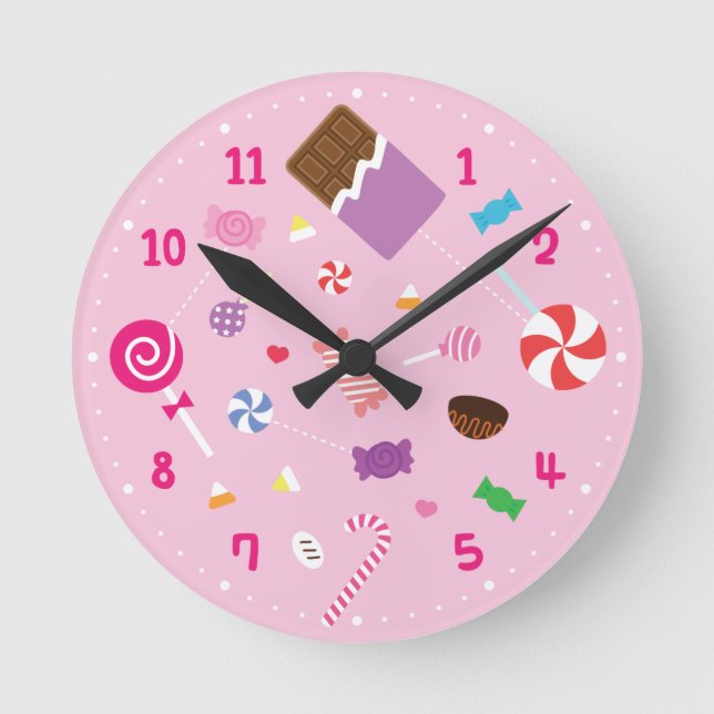 Sweet Candy and Chocolate Girls Room Decor Clock (Front)