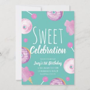 Sweet Candy Birthday Doughnut Pink Girls Party