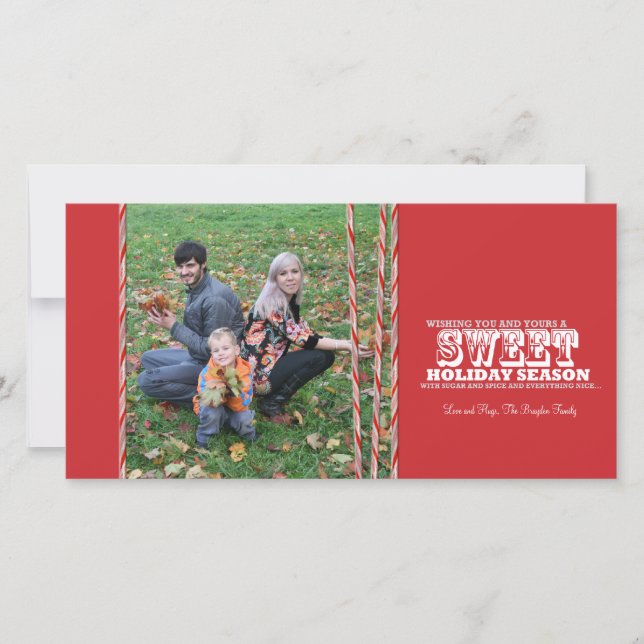 Sweet Candy Cane Christmas Photo Card (Front)