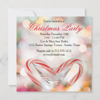 Sweet Candy Cane Holiday Party Invitation