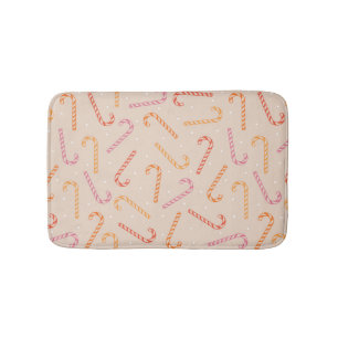 Sweet candy cane pattern bath mat