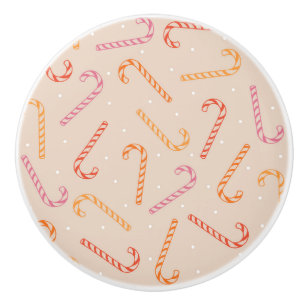 Sweet candy cane pattern ceramic knob